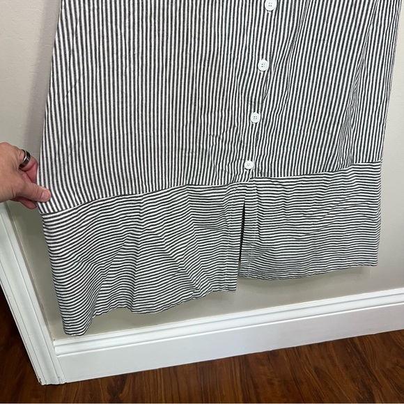 Michael Stars Womens Raina Black and White Stripe Button Front Dress size large - Picture 4 of 10